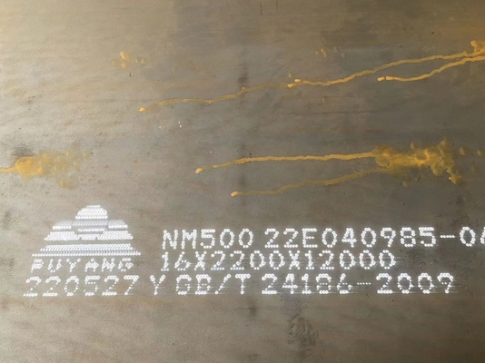 L'usage en acier de résistance à l'abrasion NM500 plaque 6,5' - 7,2' largeur